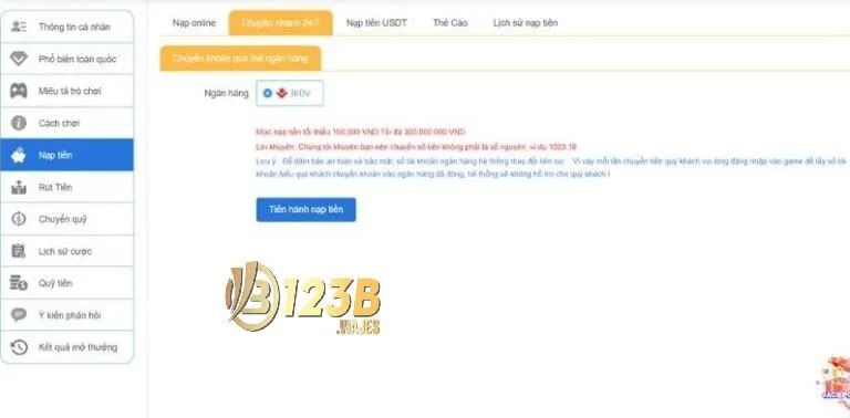 Nạp Tiền 123B 2 Các bước nạp tiền 123B chuẩn xác có thể lên đến 100%